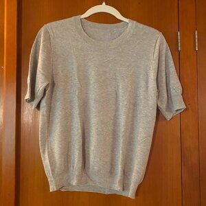 J. Crew Short-sleeve silk-blend crewneck sweater Size M Heather Grey EUC